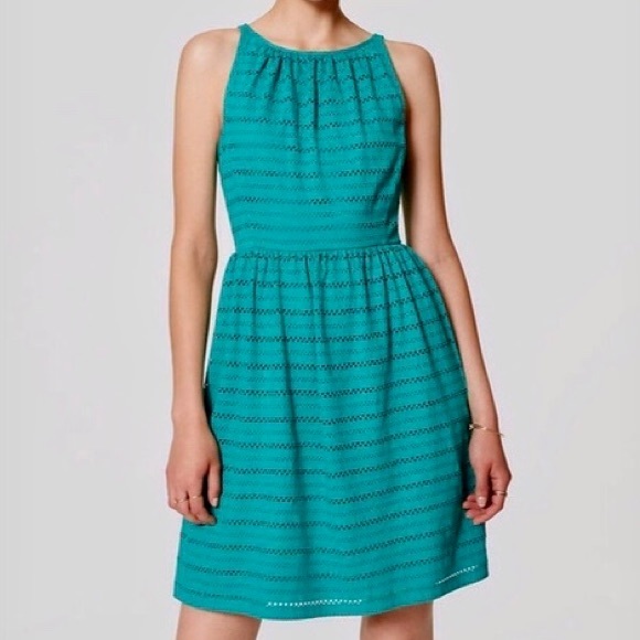 LOFT | Dresses | Loft Teal Eyelet Dress | Poshmark